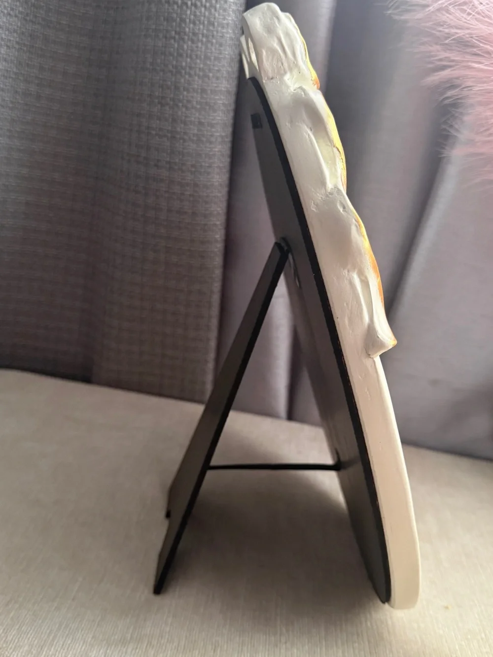 Elegant Vintage Cream and Gold Bow Oval Wall Mirror 12in*9in